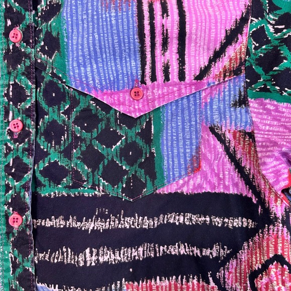 Vintage Wrangler‎ Authentic Brushpopper Western Shirt Mens XL Abstract Print - Picture 2 of 5